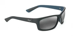 FlightSunglasses Sport Maui Jim Kanaio Coast 766 Sunglasses- Matte Soft Black With White And Blue And Polarized Neutral Grey Lens