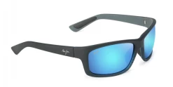 FlightSunglasses Maui Jim Kanaio Coast 766 Sunglasses- Matte Translucent Blue Black W/Stripe And Polarized Blue Hawaii Lens