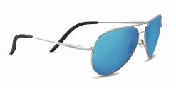 FlightSunglasses Serengeti Carrara 8547 , Shiny Silver, Polarized 555nm Blue Photochromic Lenses