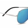 FlightSunglasses Pilot & Driver Serengeti Carrara Small 8553 Shiny Silver, Polarized 555nm Blue Photochromic Lenses