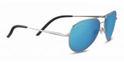FlightSunglasses Pilot & Driver Serengeti Carrara Small 8553 Shiny Silver, Polarized 555nm Blue Photochromic Lenses
