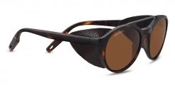 FlightSunglasses Serengeti Leandro Glacier 8587 - Satin Tortoise/Satin Dark Gunmetal, Brown Leather, Polarized Drivers, Photochromic Lenses