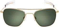 FlightSunglasses Randolph Aviator Sunglasses- 23K Gold, AGX Green Lenses Pilot & Driver