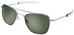FlightSunglasses Randolph Aviator Sunglasses- Bright Chrome, AGX Green Lenses Pilot & Driver