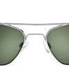 FlightSunglasses Randolph Aviator Sunglasses- Bright Chrome, AGX Green Lenses Pilot & Driver