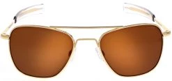 FlightSunglasses Randolph Aviator Sunglasses- 23K Gold, American Tan Mineral Glass Pilot & Driver