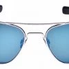 FlightSunglasses Randolph Aviator White Gold Sunglasses-Polarized Colbalt & American Grey