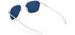 FlightSunglasses Randolph Aviator Sunglasses- Matte Chrome, Atlantic Blue Lens Pilot & Driver