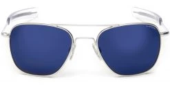 FlightSunglasses Randolph Aviator Sunglasses- Matte Chrome, Atlantic Blue Lens Pilot & Driver