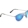 FlightSunglasses Maui Jim Sea House 772 Sunglasses- Silver With Polarized Blue Hawaii Lens Classic Aviators