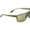 FlightSunglasses Maui Jim Byron Bay 746 Sunglasses- Matte Green Stripe Rubber With Polarized Maui HT Lens Sport