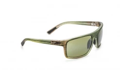 FlightSunglasses Maui Jim Byron Bay 746 Sunglasses- Matte Green Stripe Rubber With Polarized Maui HT Lens Sport