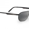 FlightSunglasses Maui Jim Castles 728 Sunglasses- Matte Black With Polarized Neutral Grey Lens Classic Aviators