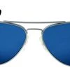 FlightSunglasses Randolph Concorde Sunglasses- Matte Chrome, Blue Sky Flash Mirror PC Lenses