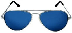 FlightSunglasses Randolph Concorde Sunglasses- Matte Chrome, Blue Sky Flash Mirror PC Lenses