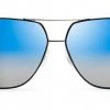 FlightSunglasses Maui Jim Kami 778 Aviator Sunglasses- Silver With Navy Blue, Dual Mirror Blue To Silver