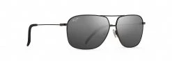FlightSunglasses Maui Jim Kami 778 Aviator Sunglasses- Silver With Navy Blue, Dual Mirror Blue To Silver