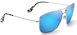 FlightSunglasses Maui Jim Cook Pines 774 Sunglasses- Silver With Polarized Blue Hawaii Lens Classic Aviators