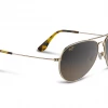 FlightSunglasses Maui Jim Mavericks 264 Sunglasses- Gold With Polarized HCL Bronze Lens