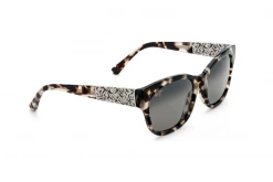 FlightSunglasses Maui Jim Monstera Leaf 747 Sunglasses- White Tokyo With 24K White Gold, Neutral Grey Polarized Lens