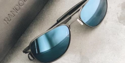 FlightSunglasses Randolph Aviator White Gold Sunglasses-Polarized Colbalt & American Grey