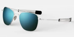 FlightSunglasses Randolph Aviator White Gold Sunglasses-Polarized Colbalt & American Grey