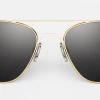FlightSunglasses Randolph Aviator Sunglasses- 23K Gold, American Gray Mineral Glass Lenses Pilot & Driver