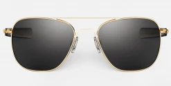FlightSunglasses Randolph Aviator Sunglasses- 23K Gold, American Gray Mineral Glass Lenses Pilot & Driver