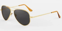 FlightSunglasses Randolph Concorde Sunglasses -23K Gold With Polarized American Gray Pilot & Driver