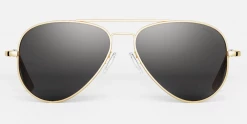 FlightSunglasses Randolph Concorde Sunglasses -23K Gold With Polarized American Gray Pilot & Driver