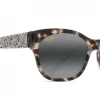 FlightSunglasses Maui Jim Monstera Leaf 747 Sunglasses- White Tokyo With 24K White Gold, Neutral Grey Polarized Lens