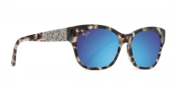 FlightSunglasses Maui Jim Monstera Leaf 747 Sunglasses- White Tokyo With 24K White Gold, Neutral Grey Polarized Lens