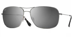 FlightSunglasses Pilot & Driver Maui Jim Breezeway 773 Sunglasses- Silver With Polarized Neutral Grey Lens