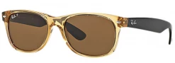 Non-Polarized Ray-Ban New Wayfarer Bicolor Honey Sunglasses RB2132 - Polarized Brown