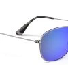 FlightSunglasses Maui Jim CLIFF HOUSE 247 Sunglasses- Silver With Polarized Blue Hawaii Lens