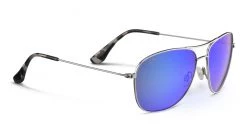 FlightSunglasses Maui Jim CLIFF HOUSE 247 Sunglasses- Silver With Polarized Blue Hawaii Lens