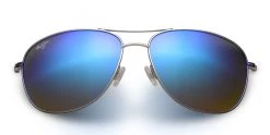 FlightSunglasses Maui Jim CLIFF HOUSE 247 Sunglasses- Silver With Polarized Blue Hawaii Lens