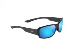 FlightSunglasses Maui Jim MonkeyPod 441 Sunglasses- Matte Black With Polarized Blue Hawaii Lens