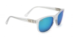 FlightSunglasses Sport Maui Jim Wakea 745 Sunglasses- Frosted Crystal With Polarized Blue Hawaii Lens