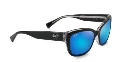 FlightSunglasses Sport Maui Jim Plumeria 768 Sunglasses-Black With Crystal With Polarized Blue Hawaii Lens