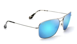 FlightSunglasses Maui Jim Breezeway 773 Sunglasses- Silver With Polarized Blue Hawaii Lens Classic Aviators