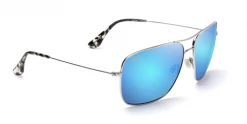 FlightSunglasses Maui Jim Cook Pines 774 Sunglasses- Silver With Polarized Blue Hawaii Lens Classic Aviators