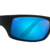 FlightSunglasses Maui Jim Peahi 202 Sunglasses- Matte Black Rubber With Polarized Blue Hawaii Lens
