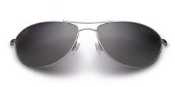 FlightSunglasses Pilot & Driver Maui Jim Baby Beach 245 Sunglasses- Silver With Polarized Neutral Grey Lens