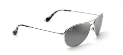 FlightSunglasses Maui Jim Sea House 772 Sunglasses- Silver With Polarized Neutral Grey Lens
