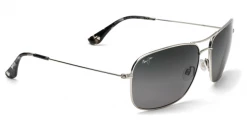 FlightSunglasses Pilot & Driver Maui Jim Breezeway 773 Sunglasses- Silver With Polarized Neutral Grey Lens