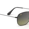 FlightSunglasses Classic Aviators Maui Jim CLIFF HOUSE 247 Sunglasses- Gloss Black With Polarized Maui HT Lens