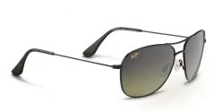 FlightSunglasses Classic Aviators Maui Jim CLIFF HOUSE 247 Sunglasses- Gloss Black With Polarized Maui HT Lens