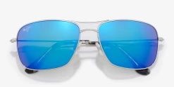 FlightSunglasses Maui Jim Cook Pines 774 Sunglasses- Silver With Polarized Blue Hawaii Lens Classic Aviators