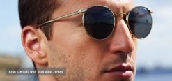 FlightSunglasses Pilot & Driver Randolph P3 Sunglasses-23K Gold, American Gray Mineral Glass Lenses
